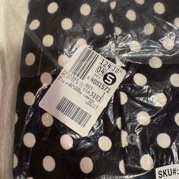 Lands' End Sophie Black and Ivory Polka Dot Button Up Cardigan Sweatshirt - Picture 8 of 8